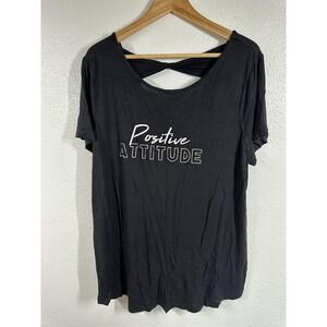 Lane Bryant Shirt Womens 14/16 Positive Attitude Criss Cross Back Graphic Tee